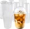 50 Set 16oz Disposable Clear Plastic Cup with Lids and Straws, Sturdy & Food Safe Iced Coffee Cups, Plastic Cold Drinks Cups for Smoothie, Milk Tea, Assorted Beverages Party Supplies